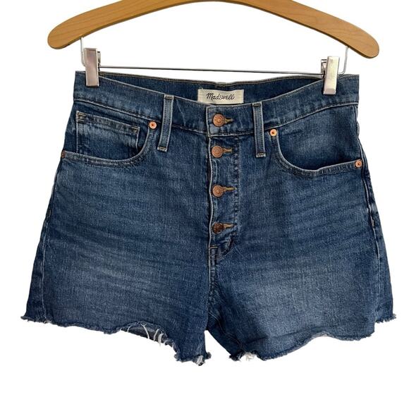 Madewell Pants - Madewell High-Rise Denim Shorts Burke Wash Button-Front Cut Off Raw Hem Size 27